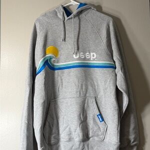 Jeep Gray Hoodie with Wave and Sun Design